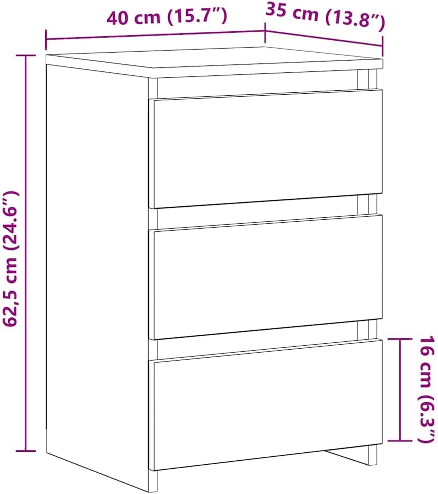 vidaXL Nachttische 2 STK. Altholz-Optik 40x35x62,5 cm Holzwerkstoff, Nachtschrank, Nachtkonsole, Sch