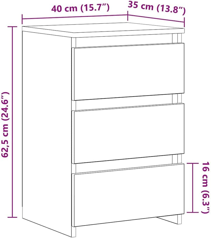 vidaXL Nachttische 2 STK. Altholz-Optik 40x35x62,5 cm Holzwerkstoff, Nachtschrank, Nachtkonsole, Sch