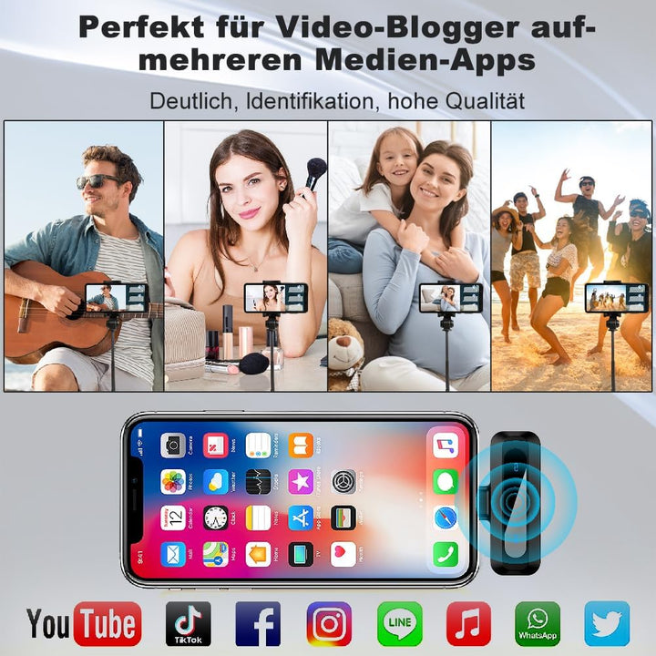 Aohcae Kabelloses Lavalier Mikrofon, Mini Mikrofon für iPhone & Android,Vlogging, Facebook, Live, Ti