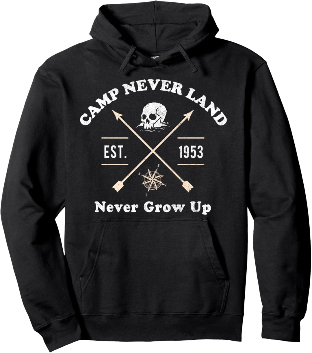 Disney Peter Pan Camp Never Land Skull Text Poster C1 Pullover Hoodie