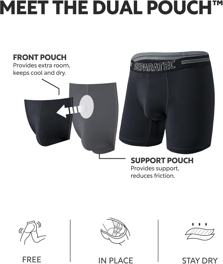Separatec Boxershorts Herren Mehrfachpackung Sport Schnell trocknend Doppelbeutel Dual Pouch Unterho