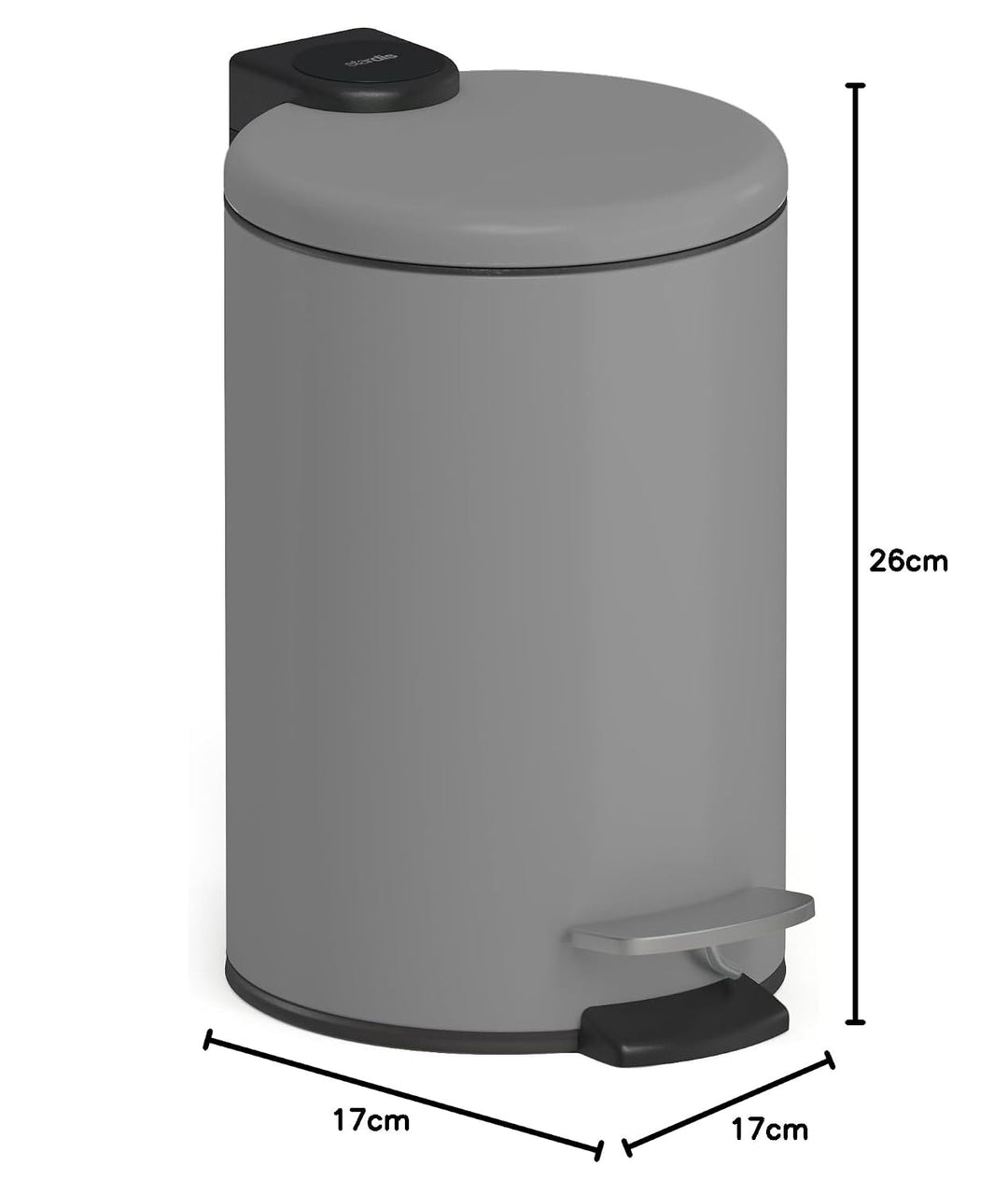 3 Liter Treteimer Edelstahl matt mit Absenkautomatik Klappdeckel leise schliessend Softclose mit Inn