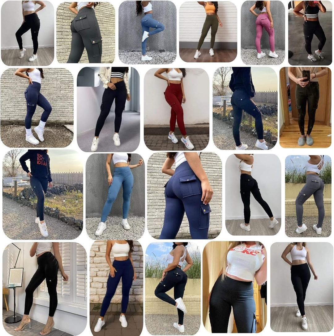 Nuofengkudu Damen High Waist Sporthose Leggings mit Taschen XL Y-kamel, XL Y-kamel