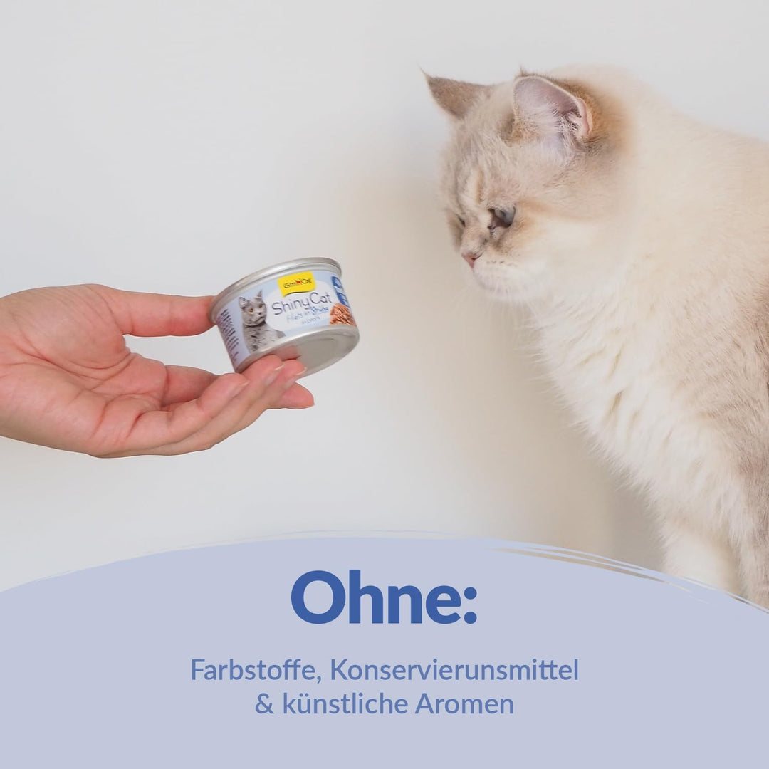 GimCat ShinyCat Filet in Brühe Thunfisch mit Anchovis - Nassfutter mit Fisch - 24 Dosen (24 x 70 g)