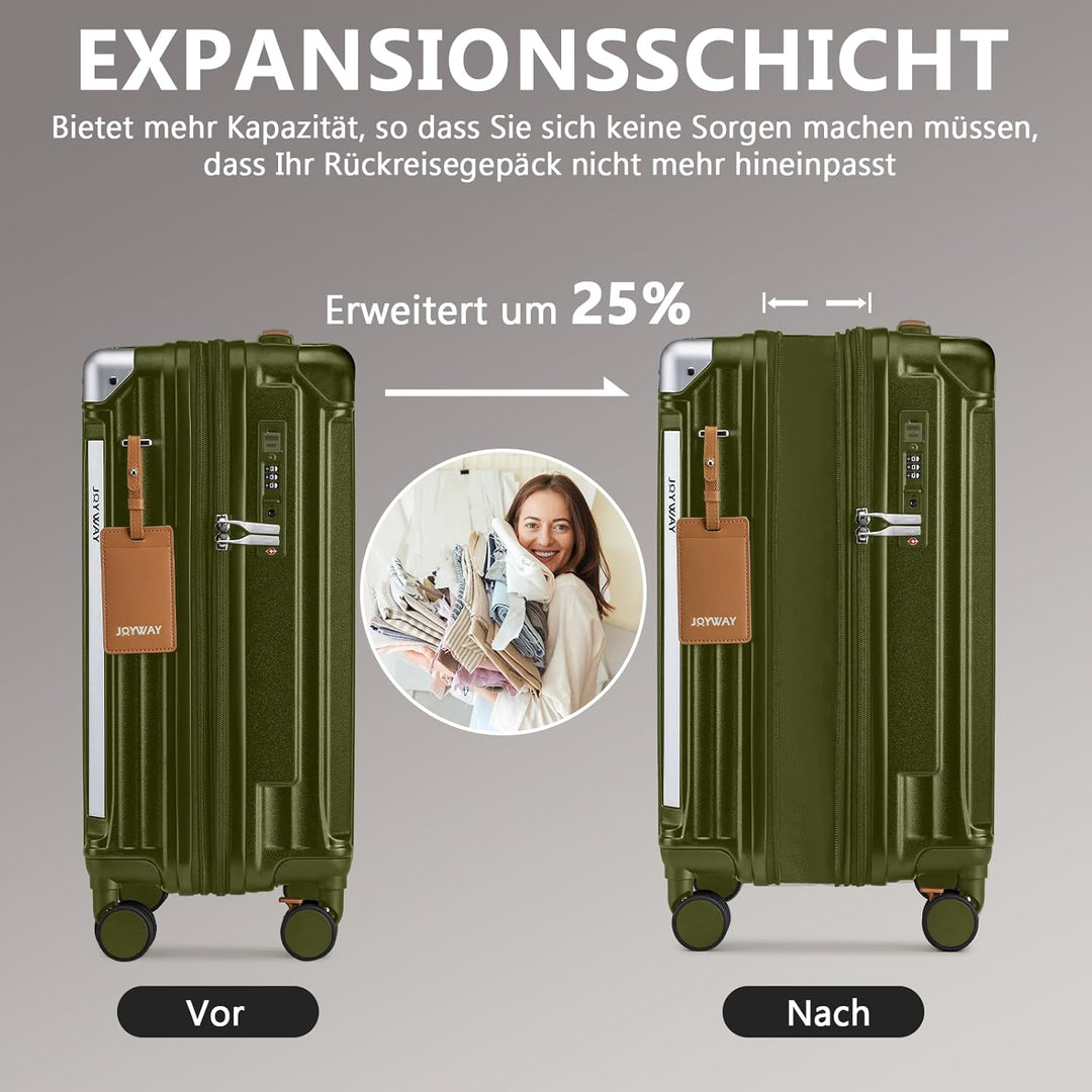 Joyway Koffer Trolley Reisekoffer von ABS Hartschalen Trolley mit Getränkehalter und 4 Rollen TSA Sc