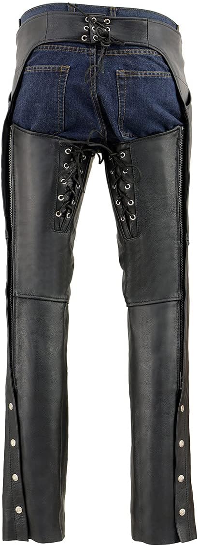 Milwaukee Leather ML1173 Damen-Hüftchaps aus Leder, klassisch, Schwarz, Grösse M, M