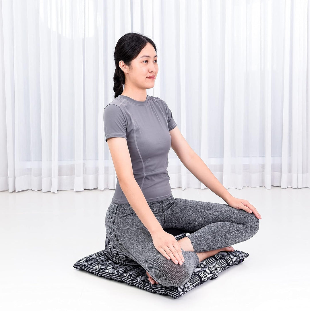 Leewadee Meditationsset Yogaset aus Meditationskissen Zafu und Kleiner rollbarer Sitzmatte Zabuton Ö