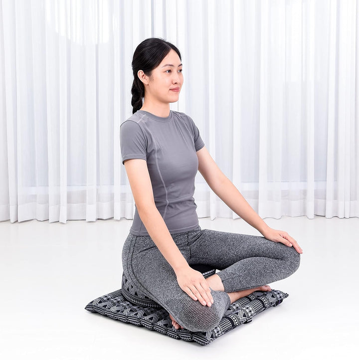Leewadee Meditationsset Yogaset aus Meditationskissen Zafu und Kleiner rollbarer Sitzmatte Zabuton Ö