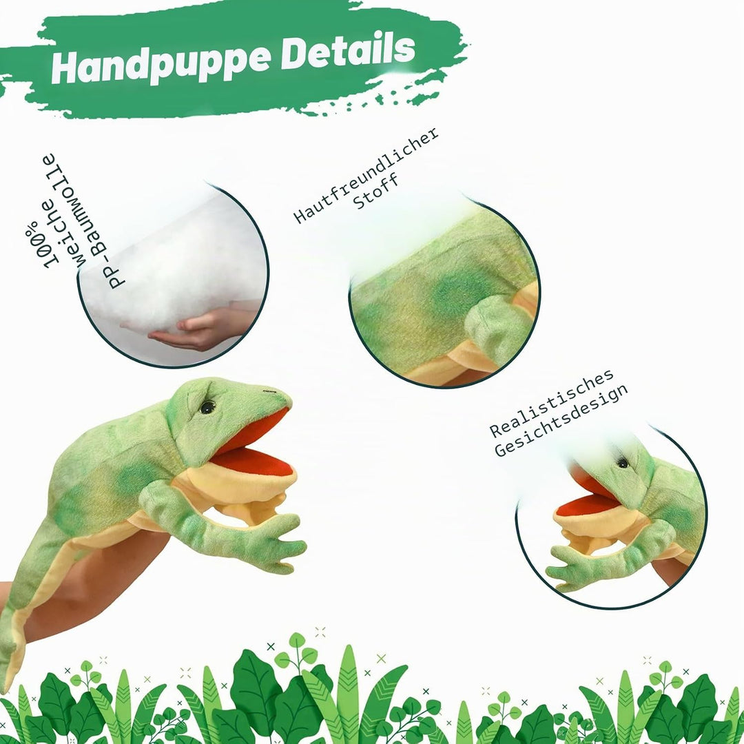 Lilizzhoumax Frosch Handpuppe Kuscheltier Simuliertes Tier Frosch Handpuppe aus Plüsch Kawaii Niedli