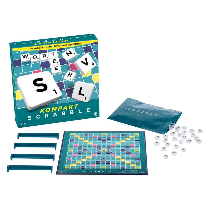 Mattel Games Scrabble Kompakt Brettspiele, Spiele zum Reisen, Geschellschaftsspiel ab 10 Jahren, Des