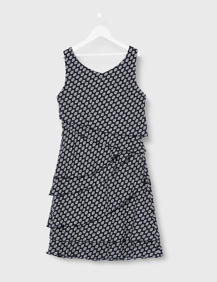 Taifun Damen Gewebe Kleid 40 Dark Ocean Gemustert, 40 Dark Ocean Gemustert