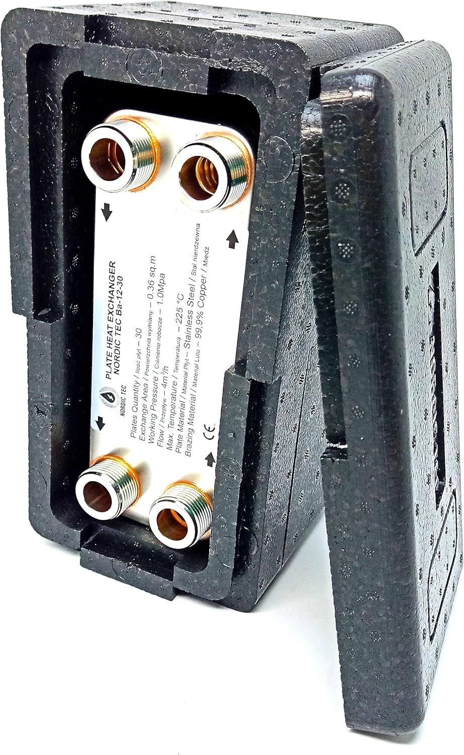 Edelstahl Plattenwärmetauscher Nordic Tec Ba-12-30 mit Isolierung 30 Platten 65kW 3/4”