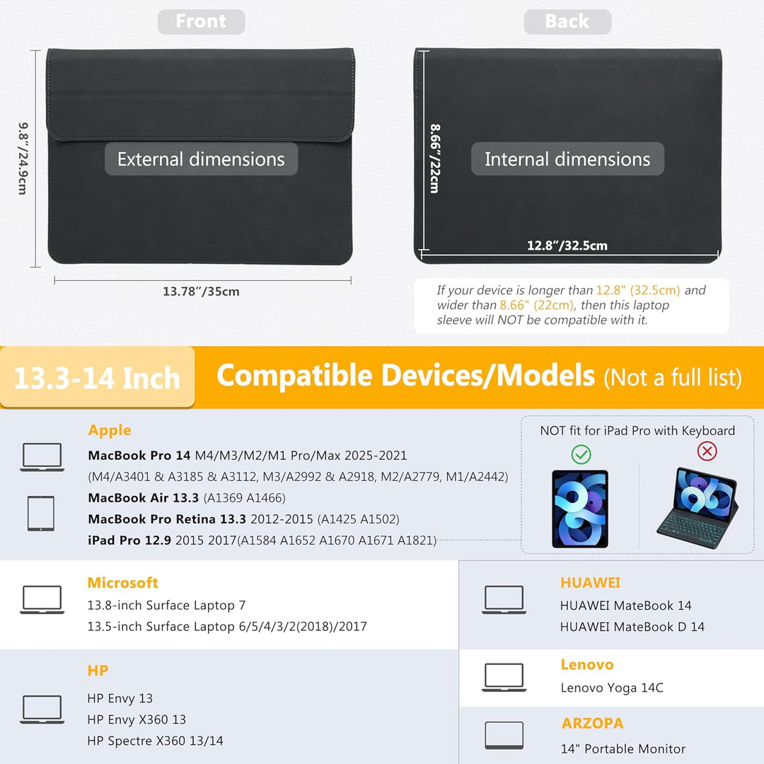 HYZUO 13,3-14 Zoll Laptop Hülle Laptophülle mit Standfunktion für MacBook Pro 14 M4/M3/M2/M1 Pro/Max