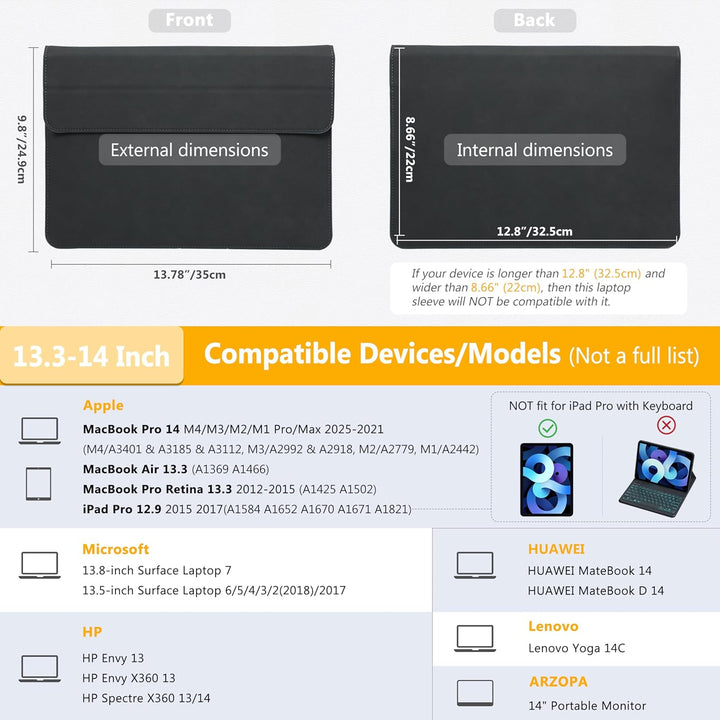 HYZUO 13,3-14 Zoll Laptop Hülle Laptophülle mit Standfunktion für MacBook Pro 14 M4/M3/M2/M1 Pro/Max