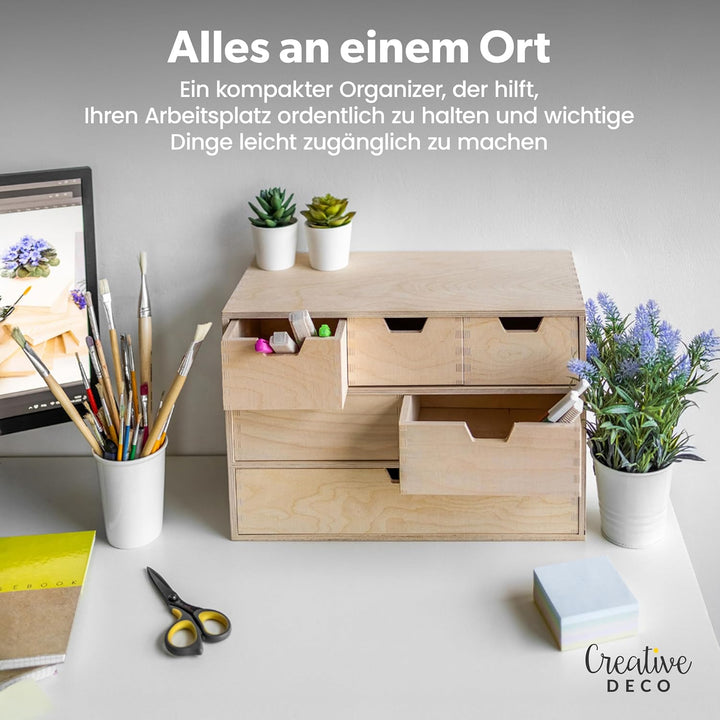 Creative Deco Schubladenbox Schubladenelement | 6 Schubladen | 42 x 20 x 28,5 cm (+/- 1 cm) | Mini-K
