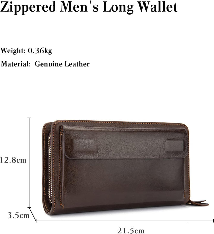PORRASSO Herren Geldbörse Leder Clutch Tasche Kreditkartenetui Brieftasche Handytasche Portemonnaie