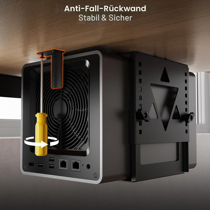 PUTORSEN Untertisch Halterung für Mini-PC/NAS, Höhen- und breitenverstellbare PC Halterung unter Sch