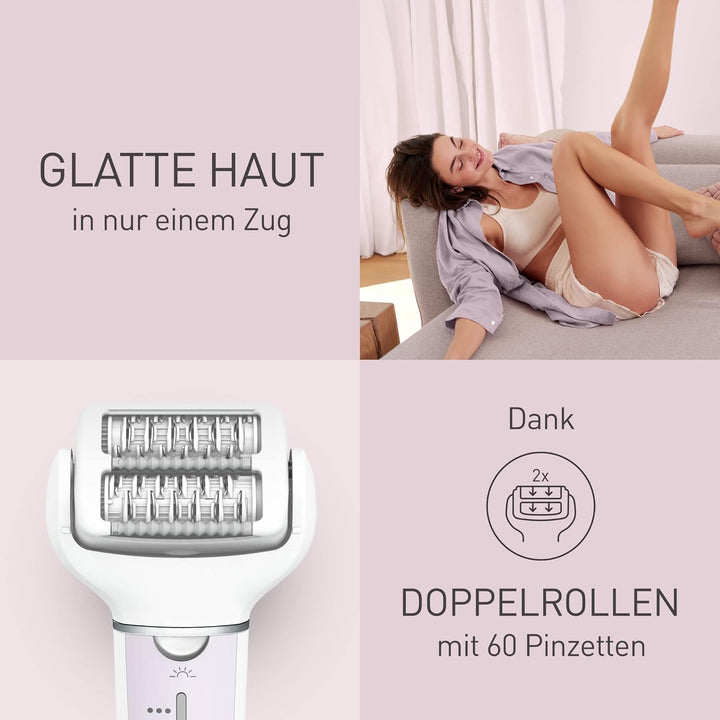 Panasonic ES-EY30-V503 Nass/Trockenepilierer, Dual Disc mit 60 Pinzetten, 90° schwenkbarer Kopf, 3 G