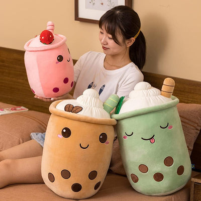 Herbests 50CM Bubble Tea Plüschtier Boba Kuscheltier,Lustiges Bubble Tea Spielzeug Weiche Stofftier