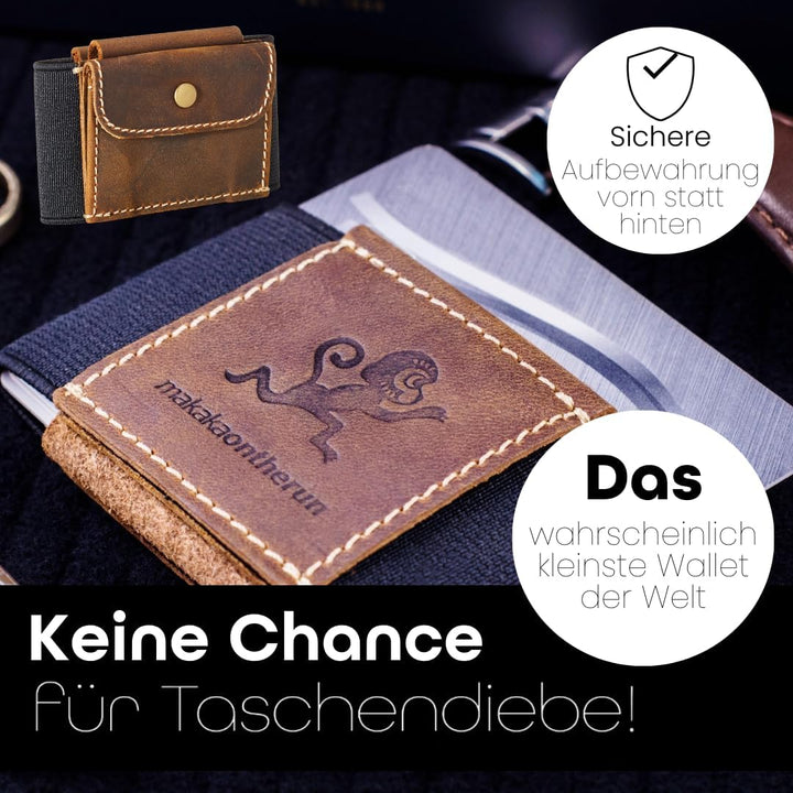 MakakaOnTheRun Slim Wallet Kartenetui Herren mit Münzfach, Kreditkartenetui für Herren - Geldbörsen,