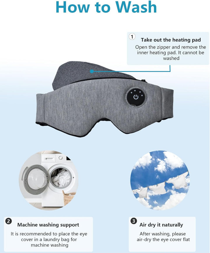 Wärmebrille Augen, Wärmende Augenmaske Beheizbare Maske für Die Augen, Wärmemaske Augen mit Klettban