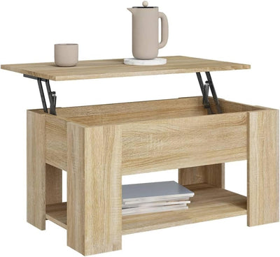vidaXL Couchtisch Höhenverstellbar Kaffeetisch Beistelltisch Wohnzimmertisch Sofatisch mit Stauraum