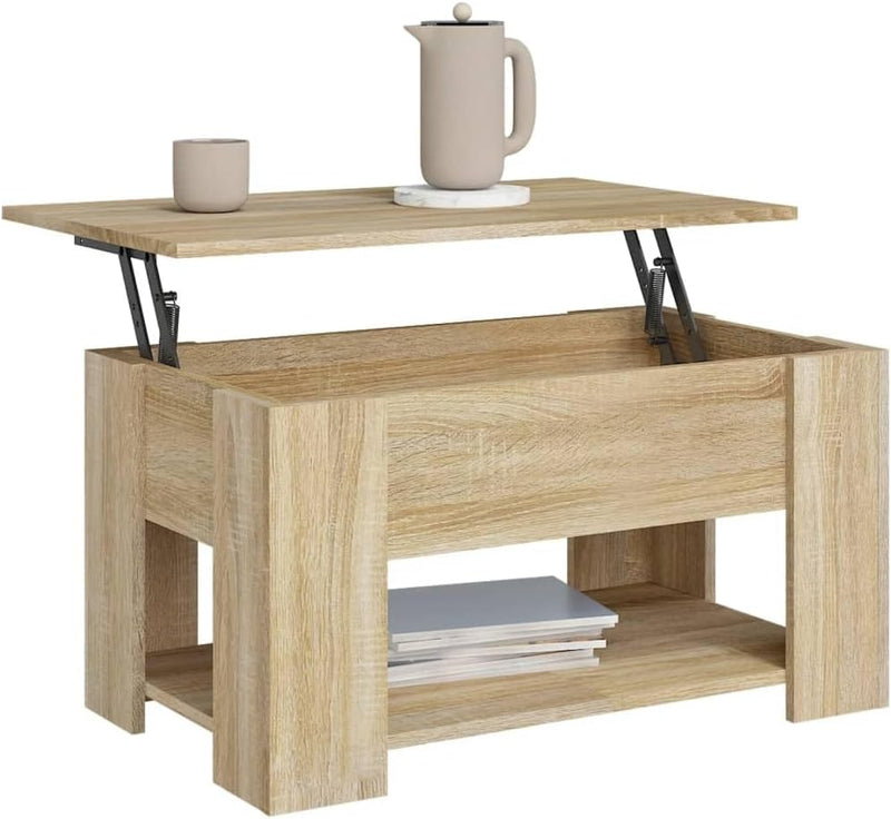 vidaXL Couchtisch Höhenverstellbar Kaffeetisch Beistelltisch Wohnzimmertisch Sofatisch mit Stauraum
