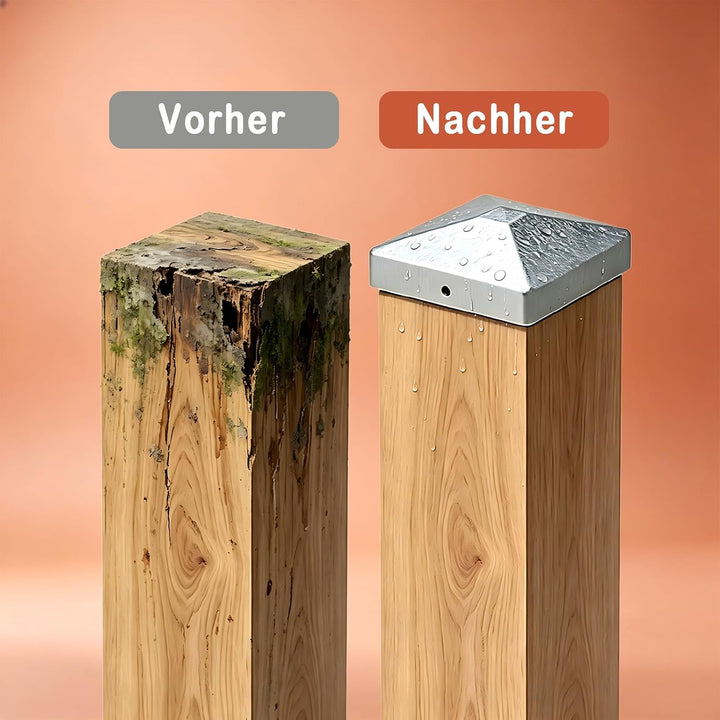 15 Stück Pfostenkappe 7x7cm Zaunpfosten Kappen mit Schrauben | Langlebig Schlagfest Metall Zaunkappe