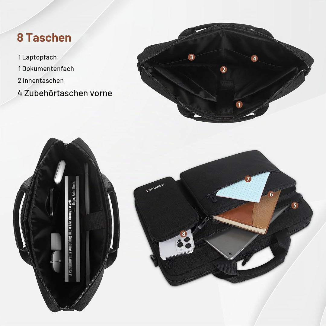 DOMISO Laptoptasche 17 Zoll Business Aktentasche Herren Wasserabweisend Laptop Tasche Schultertasche