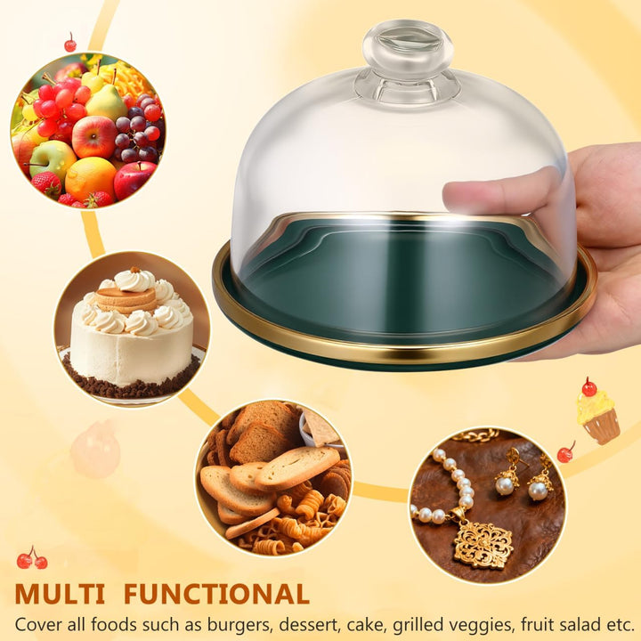 1 Set Kuchenständer Glasglocke Glas Käseglocke mit Keramik Teller Torten Glashaube Kuchenglocke Tort