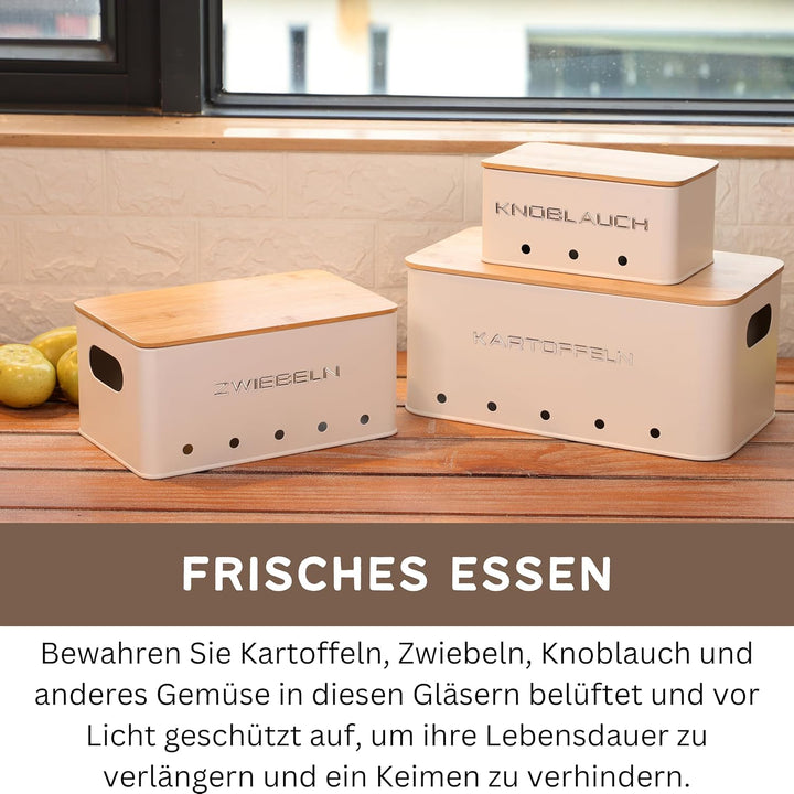 kartoffel aufbewahrungsbox - Set 3 aufbewahrung kartoffeln zwiebeln knoblauch - gemüse aufbewahrung