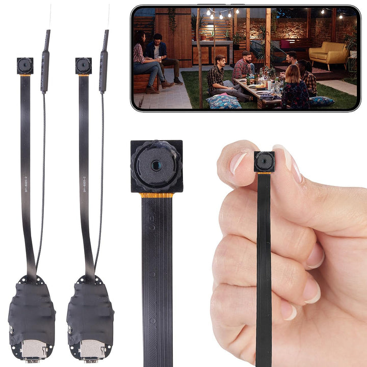 Somikon Kameramodul: 2er-Set 2K-Micro-Einbaukameras mit Bewegungserkennung, Mikrofon, WLAN (Mikro-Ka