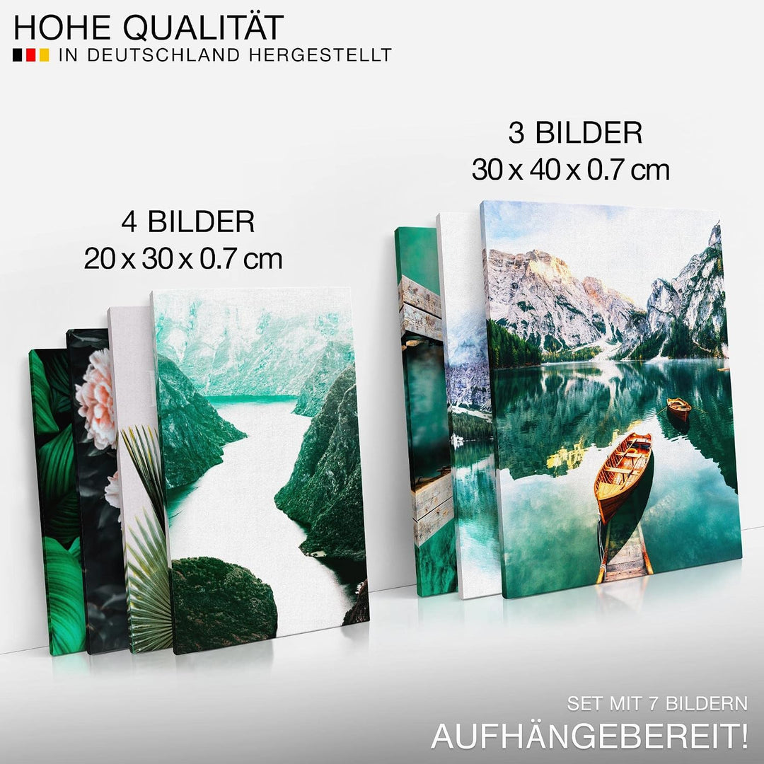 Novart Wandbilder See Berge - KOMPLETT AUFHÄNGFERTIG - Natur Wohnzimmer Schlafzimmer - 7 Moderne Moo