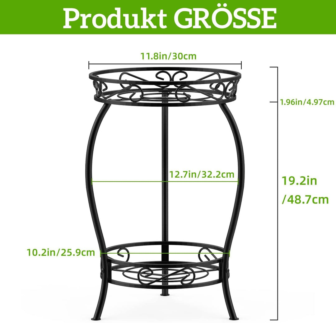 Bomclap Pflanzenständer aus Metall, 48cm Blumenständer Pflanzenständer, 2-stufige Blumentopf Ständer