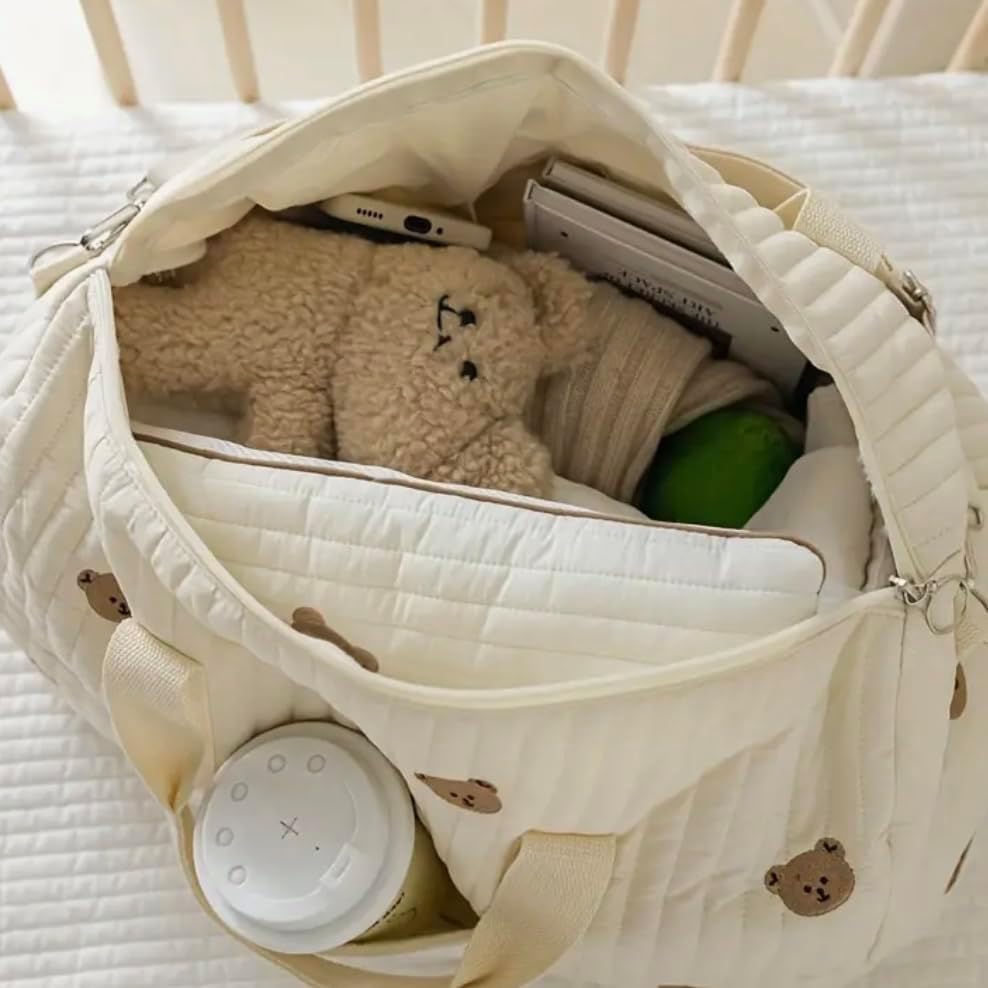 Krankenhaustasche für Mama, Kinderwagentasche, Reisetasche, Wickeltasche, cremeweiss, Leichte Tasche