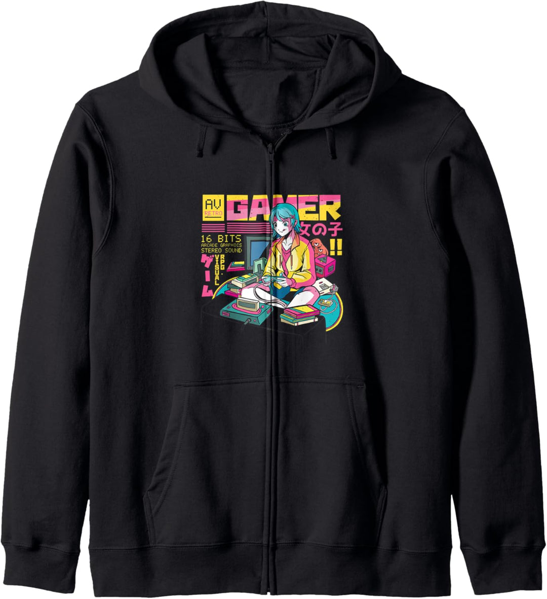 Retro Anime Gamer Girl Kapuzenjacke
