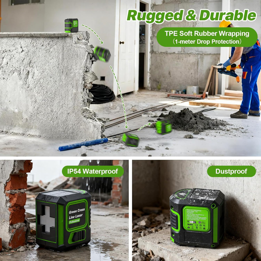Kreuzlinienlaser mit Stativ, 360 Grad Laser Level, Laser Wasserwaage, Helligkeit einstellbar/IP54 Wa