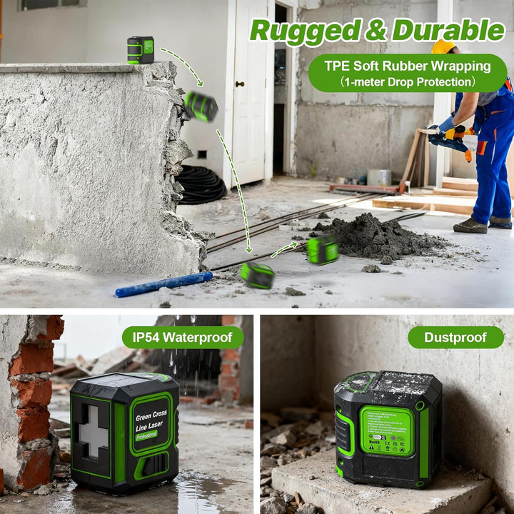 Kreuzlinienlaser mit Stativ, 360 Grad Laser Level, Laser Wasserwaage, Helligkeit einstellbar/IP54 Wa