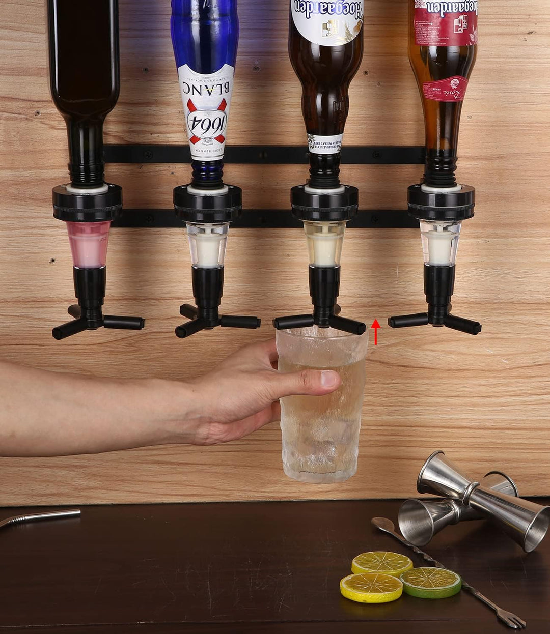Soulpala Bar Butler Bar Flaschenhalter und Dosierer Bar Butler Wand Flaschenhalter für 4 Flaschen Ba