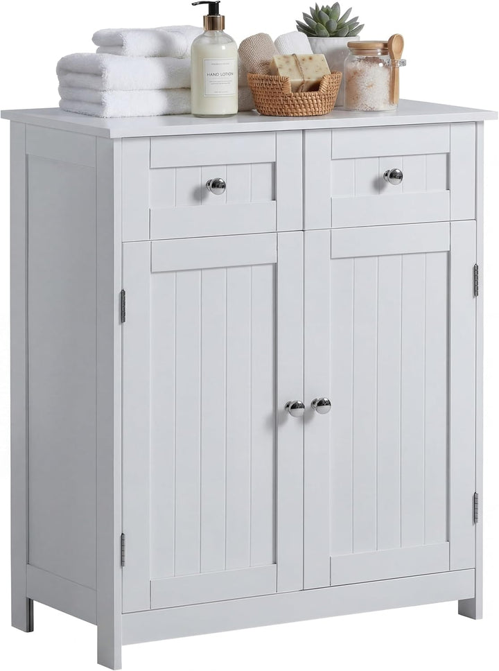 Home Discount priano 2 Schubladen 2 Türen Badezimmerschrank Schrank Boden Stehend Einheit, weiss
