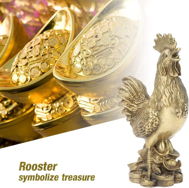 Reine Messing Hahn Skulpturen Feng Shui Ornament, Glück Reichtum Huhn Ornamente Hahn Huhn Feng Shui