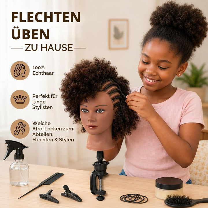 Morris Mannequin Head 100% Human Hair Training Head Afro Hair Manikin Head African American Training