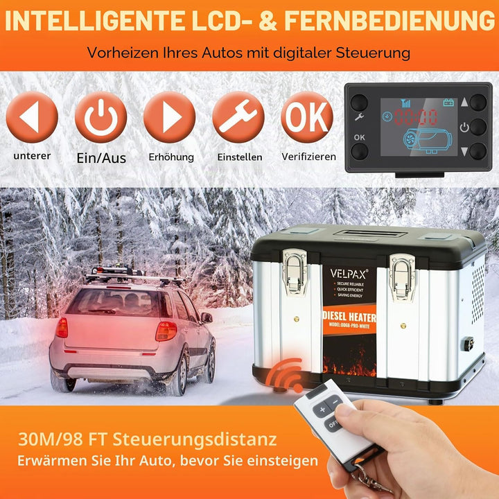 VELPAX Luft Dieselheizung Standheizung,8 kW 12 V Diesel Luftheizung All in One,LCD-Schalterdisplay 1