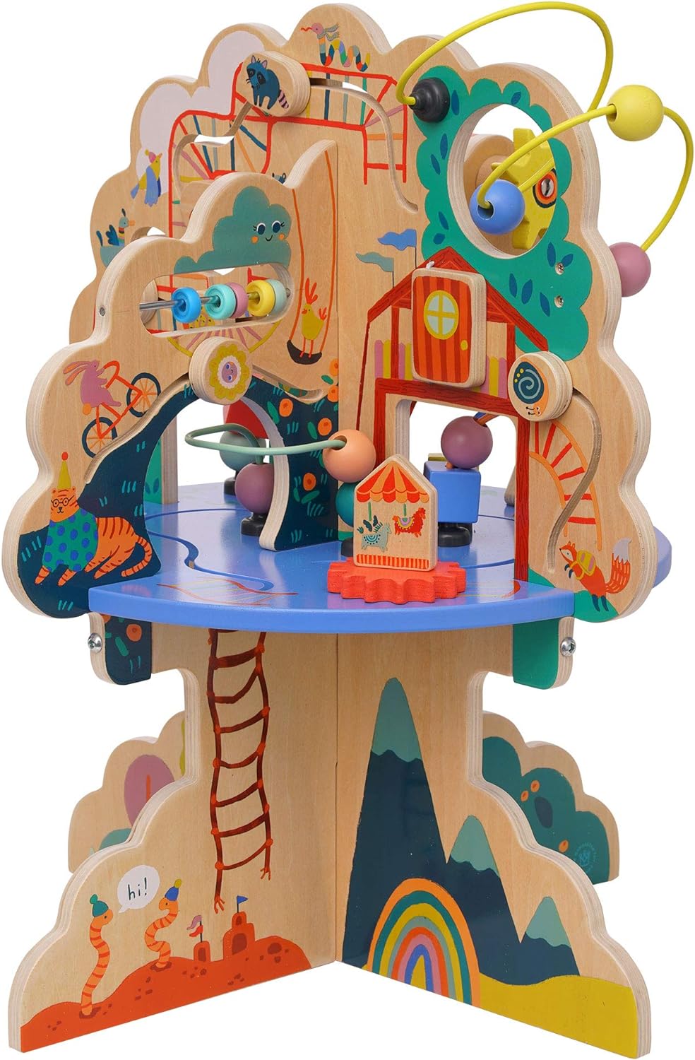 Manhattan Toy 160810 Playground Adventure Spielplatz-Abenteuer-Aktivitätszentrum aus Holz mit Segelf