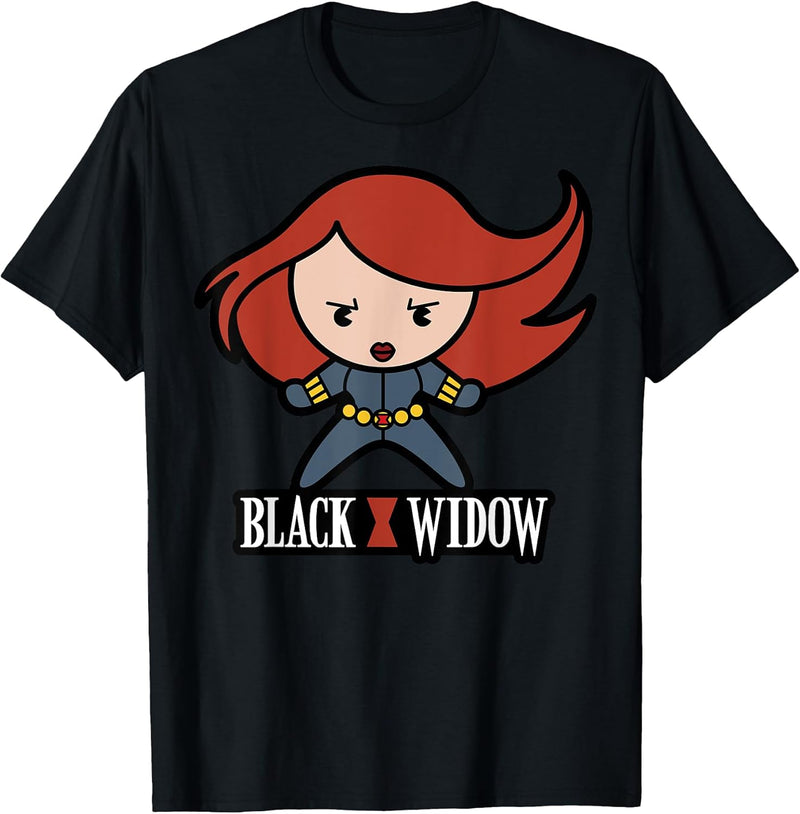 Mens Marvel Black Widow Cute Kawaii Logo Stance Graphic T-Shirt XL Royal Blue