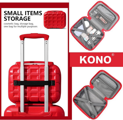 KONO Gepäck-Sets Kofferset 2 Teilig Handgepäck Koffer mit Beautycase (54cm+Kosmetikkoffer, Rot) Rot