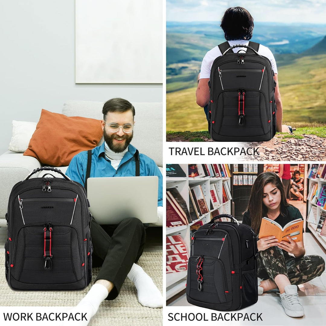 KROSER Grosser Rucksack für Herren, 17,3 – 18,4 Zoll, XXXL, Laptop-Rucksack, mit RFID-Taschen und wa
