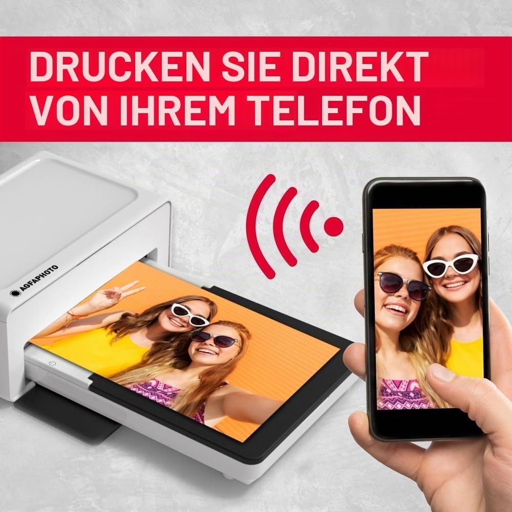 Agfaphoto Fotodrucker 10x15 cm Realipix Moments | Bluetooth Fotodrucker für Smartphone Apple Android