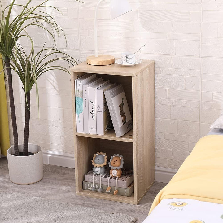 Etnicart - Doppelwürfel Aufbewahrungsbox Bücherregal Eiche 35x30x70cm MDF Holz Regal Design Büro Ein