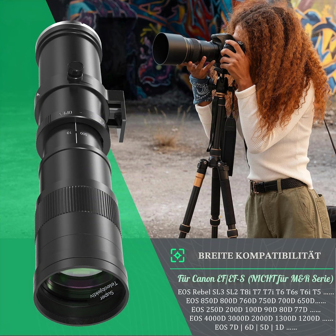 Lightdow Super-Teleobjektiv 420-800mm F8.3 für Canon RF Mount - Manuelles Zoomobjektiv (62mm Filterg